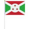 <font size=1>
<b>Bandera:</b> Burundi.<br>
<b>Material de la Tela:</b> Poli�ster.<br>
<b>Tama�o Extendida:</b> 14x21cm.<br>
<b>Colores:</b> Verde/Rojo/Blanco.<br>
<b>Aplicaciones:</b> Es adecuado para plaza al aire libre, hotel, club, oficina, hogar, conferencias, decoraci�n, eventos deportivos, escuelas, jardines, hogar, tiendas, etc.<br>
<b>Garant�a:</b> Por defecto de fabricaci�n sujeto a cl�usulas VentDepot.<br>
<Font>