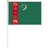 <font size=1>
<b>Bandera:</b> Turkmenistán.<br>
<b>Material de la Tela:</b> Poliéster.<br>
<b>Tamaño Extendida:</b> 14x21cm.<br>
<b>Colores:</b> Verde/Rojo/Blanco.<br>
<b>Aplicaciones:</b> Es adecuado para plaza al aire libre, hotel, club, oficina, hogar, conferencias, decoración, eventos deportivos, escuelas, jardines, hogar, tiendas, etc.<br>
<b>Garantía:</b> Por defecto de fabricación sujeto a cláusulas VentDepot.<br>
<Font>