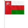 <font size=1>
<b>Bandera:</b> Omán.<br>
<b>Material de la Tela:</b> Poliéster.<br>
<b>Tamaño Extendida:</b> 14x21cm.<br>
<b>Colores:</b> Rojo/Blanco/Verde.<br>
<b>Aplicaciones:</b> Es adecuado para plaza al aire libre, hotel, club, oficina, hogar, conferencias, decoración, eventos deportivos, escuelas, jardines, hogar, tiendas, etc.<br>
<b>Garantía:</b> Por defecto de fabricación sujeto a cláusulas VentDepot.<br>
<Font>