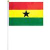<font size=1>
<b>Bandera:</b> Ghana.<br>
<b>Material de la Tela:</b> Poliéster.<br>
<b>Tamaño Extendida:</b> 14x21cm.<br>
<b>Colores:</b> Rojo/Amarillo/Verde.<br>
<b>Aplicaciones:</b> Es adecuado para plaza al aire libre, hotel, club, oficina, hogar, conferencias, decoración, eventos deportivos, escuelas, jardines, hogar, tiendas, etc.<br>
<b>Garantía:</b> Por defecto de fabricación sujeto a cláusulas VentDepot.<br>
<Font>