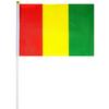 <font size=1>
<b>Bandera:</b> Guinea.<br>
<b>Material de la Tela:</b> Poliéster.<br>
<b>Tamaño Extendida:</b> 14x21cm.<br>
<b>Colores:</b> Rojo/Amarillo/Verde.<br>
<b>Aplicaciones:</b> Es adecuado para plaza al aire libre, hotel, club, oficina, hogar, conferencias, decoración, eventos deportivos, escuelas, jardines, hogar, tiendas, etc.<br>
<b>Garantía:</b> Por defecto de fabricación sujeto a cláusulas VentDepot.<br>
<Font>