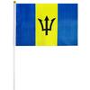 <font size=1>
<b>Bandera:</b> Barbados.<br>
<b>Material de la Tela:</b> Poliéster.<br>
<b>Tamaño Extendida:</b> 14x21cm.<br>
<b>Colores:</b> Azul/Amarillo/Negro.<br>
<b>Aplicaciones:</b> Es adecuado para plaza al aire libre, hotel, club, oficina, hogar, conferencias, decoración, eventos deportivos, escuelas, jardines, hogar, tiendas, etc.<br>
<b>Garantía:</b> Por defecto de fabricación sujeto a cláusulas VentDepot.<br>
<Font>