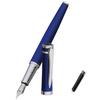 <FONT size=1>
<b>Tipo:</b> Pluma Tipo Fuente. <br>
<b>Punto de Escritura:</b> 0.5mm. <br>
<b>Compatibilidad con Boquilla:</b> SmallCartri 3.4mm. <br>
<b>Color de Pluma:</b> Azul/Plateado. <br>
<b>Color de Tinta:</b> Negro, Morado, Azul Marino, Verde, Rojo o Rosa. <br>
<b>Material:</b> Acero Inoxidable. <br>
<b>Aplicaciones:</b> Puede ser utilizada en lugares como: la escuela, oficina, centro de comercio, etc. Se puede utilizar para: redacción, firmar, dibujar, caligrafía, etc.<br>
<b>Garantía:</b> 30 dias. <br>
</FONT>