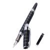 <FONT size=1>
<b>Tipo:</b> Pluma Tipo Fuente. <br>
<b>Punto de Escritura:</b> 0.5mm. <br>
<b>Compatibilidad con Tinta:</b> SmallCartri 3.4mm. <br>
<b>Color de Pluma:</b> Negro/Blanco. <br>
<b>Color de Tinta:</b> Negro, Morado, Azul Marino, Verde, Rojo o Rosa.<br>
<b>Material:</b> Acero Inoxidable. <br>
<b>Aplicaciones:</b> Puede ser utilizada en lugares como: la escuela, oficina, centro de comercio, etc.
Se puede utilizar para: redacción, firmar, dibujar, caligrafía, etc.<br>
<b>Garantía:</b> 30 dias. <br>
</FONT>