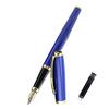 <FONT size=1>
<b>Tipo:</b> Pluma Tipo Fuente. <br>
<b>Punto de Escritura:</b> 0.5mm. <br>
<b>Compatibilidad con Tinta:</b> SmallCartri 3.4mm. <br>
<b>Color de Pluma:</b> Azul/Oro. <br>
<b>Color de Tinta:</b> Negro, Morado, Azul Marino, Verde, Rojo o Rosa.<br>
<b>Material:</b> Acero Inoxidable. <br>
<b>Aplicaciones:</b> Puede ser utilizada en lugares como: la escuela, oficina, centro de comercio, etc.
Se puede utilizar para: redacción, firmar, dibujar, caligrafía, etc.<br>
<b>Garantía:</b> 30 dias. <br>
</FONT>