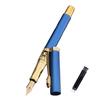 <FONT size=1>
<b>Tipo:</b> Pluma Tipo Fuente. <br>
<b>Punto de Escritura:</b> 0.5mm. <br>
<b>Compatibilidad con Boquilla:</b> SmallCartri 3.4mm. <br>
<b>Color de Pluma:</b> Azul/Oro. <br>
<b>Color de Tinta:</b> Negro, Morado, Azul Marino, Verde, Rojo o Rosa. <br>
<b>Material:</b> Acero Inoxidable. <br>
<b>Aplicaciones:</b> Puede ser utilizada en lugares como: la escuela, oficina, centro de comercio, etc.
Se puede utilizar para: redacción, firmar, dibujar, caligrafía, etc.<br>
<b>Garantía:</b> 30 dias. <br>
</FONT>