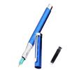 <FONT size=1>
<b>Tipo:</b> Pluma Tipo Fuente. <br>
<b>Punto de Escritura:</b> 0.5mm. <br>
<b>Compatibilidad con Tinta:</b> LargeCartri 4mm. <br>
<b>Color de Pluma:</b> Azul.<br>
<b>Color de Tinta:</b> Negro, Morado, Azul Marino, Cafe, Verde, Rojo, Naranja, Amarilla o Rosa.<br>
<b>Material:</b> Acero Inoxidable. <br>
<b>Aplicaciones:</b> Puede ser utilizada en lugares como: la escuela, oficina, centro de comercio, etc.
Se puede utilizar para: redacción, firmar, dibujar, caligrafía, etc.<br>
<b>Garantía:</b> 30 dias. <br>
</FONT>