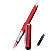 <FONT size=1>
<b>Tipo:</b> Pluma Tipo Fuente. <br>
<b>Punto de Escritura:</b> 0.5mm. <br>
<b>Compatibilidad con Tinta:</b> LargeCartri 4mm. <br>
<b>Color de Pluma:</b> Rojo.<br>
<b>Color de Tinta:</b> Negro, Morado, Azul Marino, Verde, Rojo o Rosa.<br>
<b>Material:</b> Acero Inoxidable. <br>
<b>Aplicaciones:</b> Puede ser utilizada en lugares como: la escuela, oficina, centro de comercio, etc.
Se puede utilizar para: redacción, firmar, dibujar, caligrafía, etc.<br>
<b>Garantía:</b> 30 dias. <br>
</FONT>