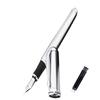 <FONT size=1>
<b>Tipo:</b> Pluma Tipo Fuente. <br>
<b>Punto de Escritura:</b> 0.5mm. <br>
<b>Compatibilidad con Tinta:</b> SmallCartri 3.4mm. <br>
<b>Color de Pluma:</b> Plata. <br>
<b>Color de Tinta:</b> Negro, Morado, Azul Marino, Verde, Rojo o Rosa.<br>
<b>Material:</b> Acero Inoxidable. <br>
<b>Aplicaciones:</b> Puede ser utilizada en lugares como: la escuela, oficina, centro de comercio, etc.
Se puede utilizar para: redacción, firmar, dibujar, caligrafía, etc.<br>
<b>Garantía:</b> 30 dias. <br>
</FONT>