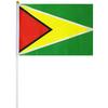 <font size=1>
<b>Bandera:</b> Guyana.<br>
<b>Material de la Tela:</b> Poli�ster.<br>
<b>Tama�o Extendida:</b> 14x21cm.<br>
<b>Colores:</b> Verde/Amarillo/Rojo.<br>
<b>Aplicaciones:</b> Es adecuado para plaza al aire libre, hotel, club, oficina, hogar, conferencias, decoraci�n, eventos deportivos, escuelas, jardines, hogar, tiendas, etc.<br>
<b>Garant�a:</b> Por defecto de fabricaci�n sujeto a cl�usulas VentDepot.<br>
<Font>