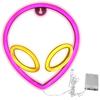 <FONT size=1>
<b>Alimentación:</b> USB o 3 Pilas AA (No incluidas)<br>
<b>Diseño:</b> Alien. <br>
<b>Colores:</b> Rosa/Amarillo. <br>
<b>Material:</b> Plástico y Tira de Luz LED Neón. <br>
<b>Aplicaciones:</b> Se utilizan como decoración distintiva en dormitorios, salas, áreas de entretenimiento, restaurantes, bares, cafeterías, tiendas de ropa, estudios de tatuajes, en fiestas temáticas, como regalo, etc.
<br>
<b>Garantía:</b> 30 Días. <br>