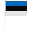 <font size=1>
<b>Bandera:</b> Estonia.<br>
<b>Material de la Tela:</b> Poliéster.<br>
<b>Tamaño Extendida:</b> 14x21cm.<br>
<b>Colores:</b> Azul/Negro/Blanco.<br>
<b>Aplicaciones:</b> Es adecuado para plaza al aire libre, hotel, club, oficina, hogar, conferencias, decoración, eventos deportivos, escuelas, jardines, hogar, tiendas, etc.<br>
<b>Garantía:</b> Por defecto de fabricación sujeto a cláusulas VentDepot.<br>
<Font>