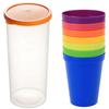 <font size=1>
<b>Producto:</b> Vasos de Colores.<br>
<b>Material:</b> Plástico.<br>
<b>Incluye:</b> 7 vasos pequeños y 1 vaso con 500ml. <br>
<b>Aplicaciones:</b> Para bebidas, café helado, líquidos, para picnic, viaje, fiestas, aire libre, parrillada , cumpleaños, acampar, viajar, BBQ, etc.<br>
<b>Garantía:</b> Cuenta con 1 año de garantía sujeto a cláusulas VentDepot.<br>
<Font>